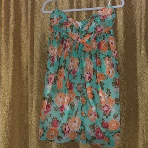 Strapless floral dress